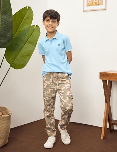 Image of Amazon Brand - Symbol Boy's Cotton Cargo Jogger | Elasticated Waistband and Cuff | Stretchable | Age 2-14 Years