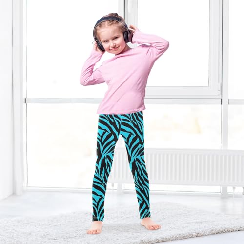 ALAZA Girls' Leggings Children's Yoga Pants Skinny Printed Dance Blue Zebra Stripe Animals Comfortable 4T3