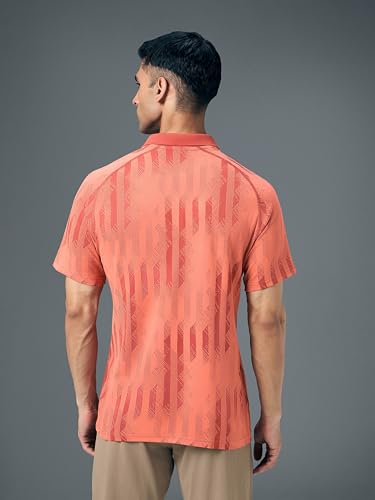 Image of TECHNOSPORT Men's Slim Fit Printed Half Sleeve Polo T-Shirt with Matpiq for Casual & Regular Use