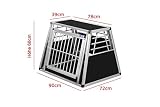 ALPUNA Transportbox N11 – Aluminium Hundebox 72×90×68 cm – Auto Hundebox mit Notausstieg, sicherer Hundetransport im Kofferraum