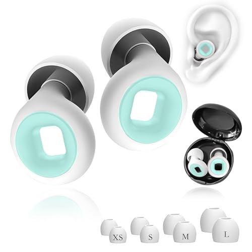 耳栓 睡眠用【2025モデル】遮音75% ノイズ低減 35db低減 快眠 安眠 騒音対策 聴覚プロテクション リラックス いびき遮断 飛行機 勉強 旅行 仕事用 シリコン製 水洗い可能 繰り返し使用可能 携帯に便利 男女兼用 収納ケース付き 8個 (XS・