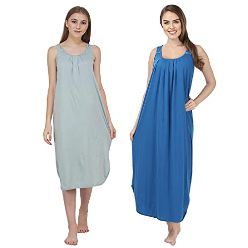 Image of BLAZON Women's Cotton Hosiery Solid Maxi Nighty Slip (Pack of 2) Available Sizes: S, M, L, XL, 2XL, 3XL, 4XL, 5XL