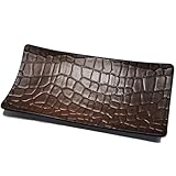 コデル atelierCODEL レザートレイ 小物入れ 1枚の革から職人が形作る芸術的な曲線 本革 アクセサリートレイ 大きめ 日本製 (クロコダイル/ダークブラウン, 長方形)