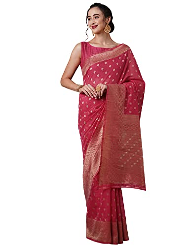 Image of AKHILAM Women's Kanjivaram Banarasi Silk Woven Design Saree With Unstitched Blouse Piece (Multicolored 2RANI20 Parent)