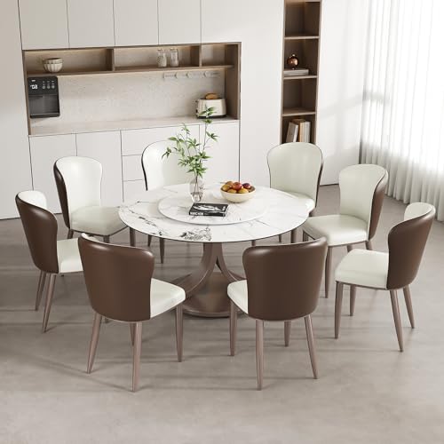 Montary 9 Piece Modern Dining Table Set of 8, Round 53