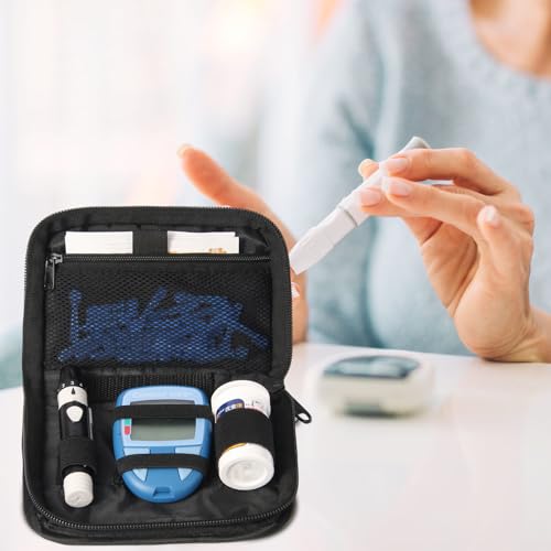 GENCAM Diabetes Supply Case, Diabetic Organizer Carrying Case Kit, Portable Diabetes Testing Kit Case, Blood Glucose Meter Storage Bag