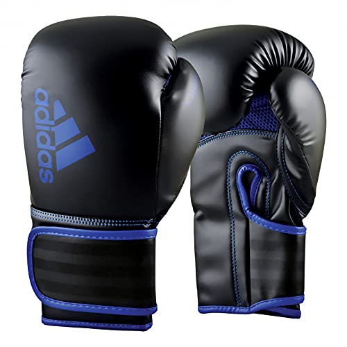 adidas Boxing Gloves - Hybrid 80 - for Boxing, Kickboxing, MMA, Bag, Training & Fitness - Boxing Gloves for Men & Women - Weight (10 oz, Black/Blue)