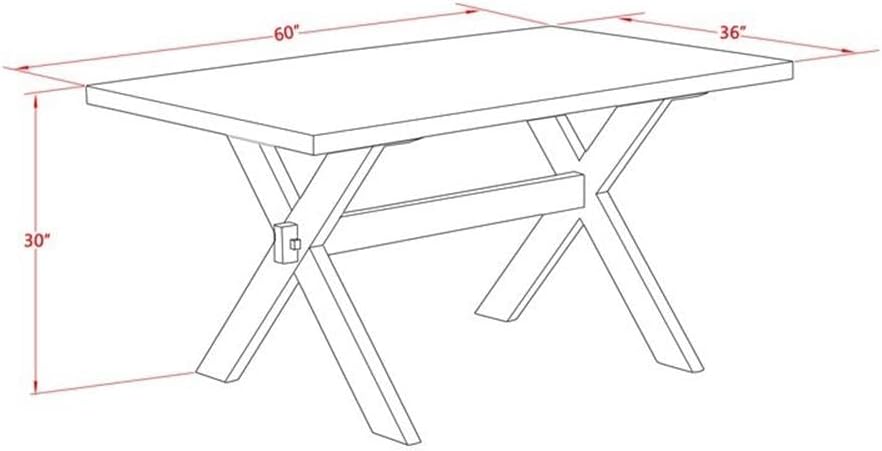Distressed Jacobean 60" Dining Table with Wire Brushed Black Legs