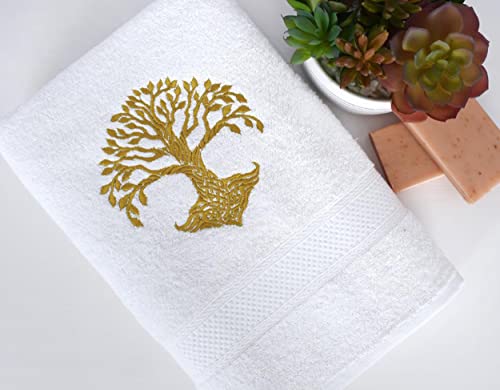 Voya Solutions Embroidered Luxury Turkish Cotton 3 Piece Towel Set - 1 Bath Towel, 1 Hand Towel, 1 Washcloth For Bathroom, College Dorm, Kitchen, Shower, Pool, Hotel, Gym & Spa #TOP4