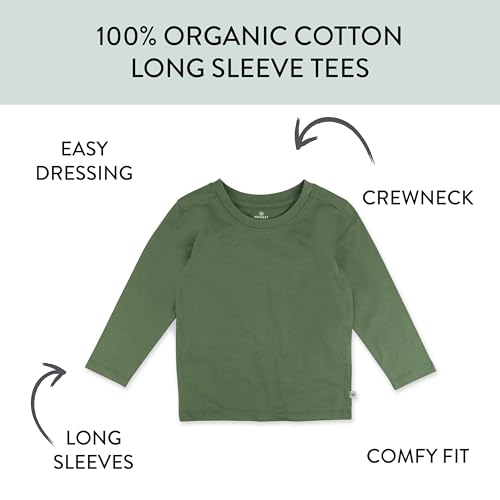 HonestBaby 5-Pack Long Sleeve T Shirts 100% Organic Cotton for Toddler, Little Kids Boys, Girls2