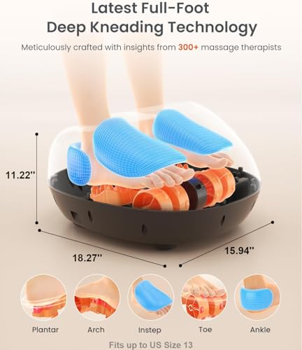 Image of RENPHO Full Foot Massager Machine, 2026 Upgraded Shiatsu Foot Massager with Heat, FSA Eligible HSA Store Eligible, Plantar Fasciitis Massager, Birthday Gifts for Women Mom Men Dad, Fits Up to Size 13