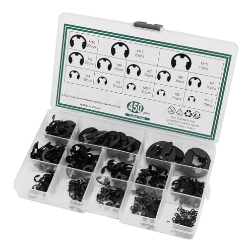 POFET 450PCS E-Clamp Clamp, Snap Split Ring Clamp Kit Durable Retaining Ring Snap Ring Kit For Shafts - Image 2