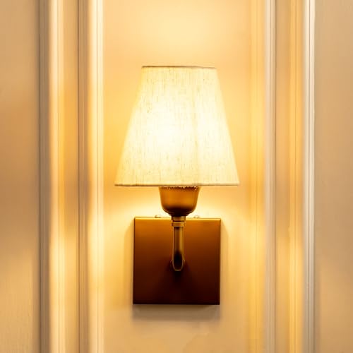 Image of Divine Trends Antique Brass Finish Elbow Wall Light with Off White Shade for Living Room, Bedroom, Home Decoration Wall Lamp Pack of 1