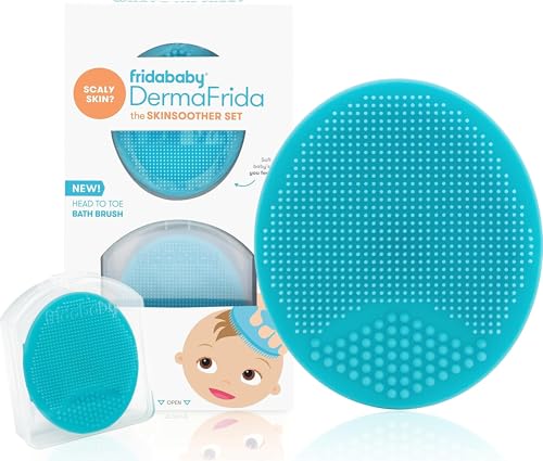 Image of Frida Baby DermaFrida The SkinSoother Baby Bath Brush, Cradle Cap Brush for Babies, Baby Essential for Dry Skin, Cradle Cap Treatment and Eczema, 2 Pack