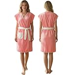 HUANYO Women's Luxurious Bathrobe Towel Dress - Super Soft & Quick-Dry Microfiber, Wrap Around Design with Adjustable Straps for Spa, Beach, After Shower, Hotel & Travel (pink)