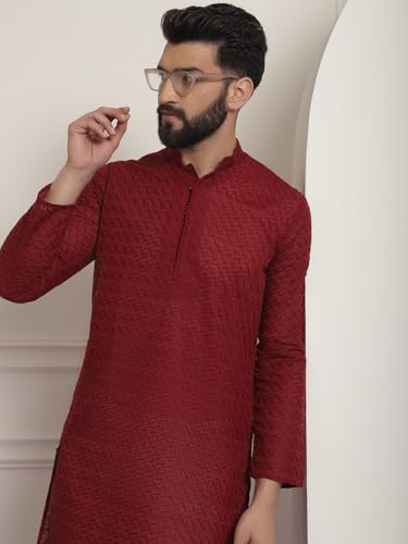 Image of SOJANYA Men's Silk Blend Regular Fit Casual (Since 1958 Woven Design Kurta with Churidar & Embroidered Nehru Jacket