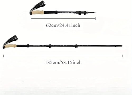 Miniatura 5 de 2 bastones de senderismo  Bastones de senderismo ligeros y plegables para equipo de mochilero con empuñaduras de corcho, un imprescindible para los
