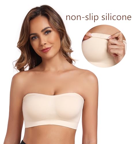 OBICUM Strapless Bras for Women Comfortable Non-Slip Silicone Bandeau Bra Seamless Tube to Bra2