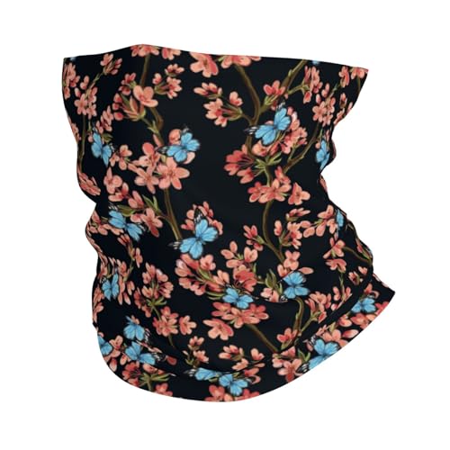 Yaxongx Japanese Flower Butterfly Neck Gaiter for Men Women Seamless Bandana Fashion Face Scarf Mask Headwear Warmer Balaclava Head Wrap for Outdoor Sport Running Hunting