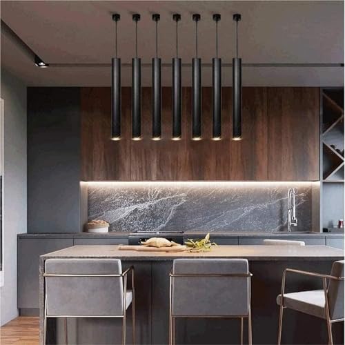Lámpara nórdica de techo cilíndrica y foco LED negro colgante para barra de restaurante 3