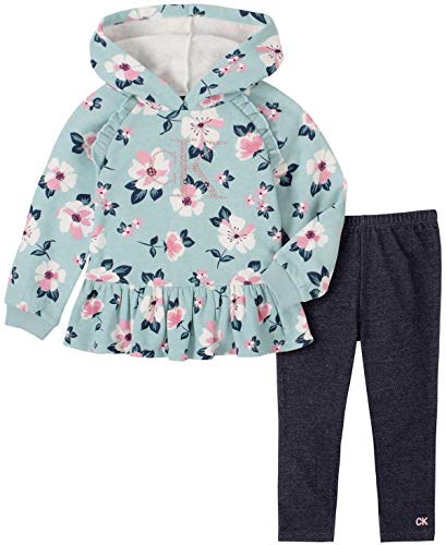 Calvin Klein Girls' 2 Pieces Leggings Set, Print/Denim, 6
