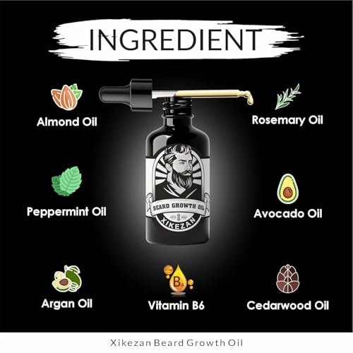Image of XIKEZAN Men's Beard oil for men & Hair Growth Oil -30ml | All Natural Formula for a Fuller | Healthier Beard and Hair - Softens, Strengthens | Promotes Growth