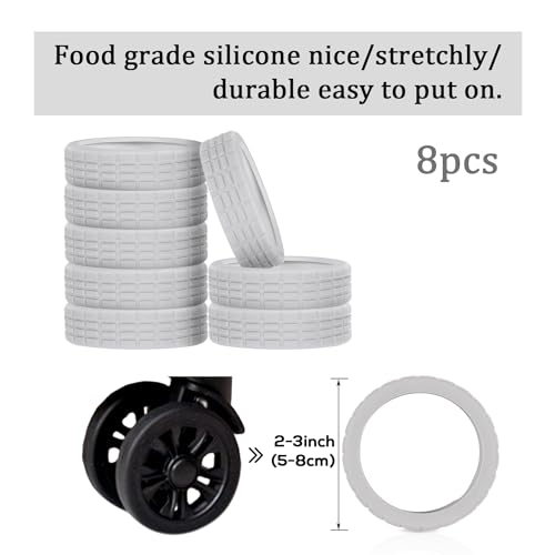 8pcs Luggage Wheel Covers, Portable Suitcase Wheel Protector Covers Colorful Silicone Luggage Wheel Covers Luggage Spinner Wheel Covers for Most 8 Caster Luggage Accessories(gray)2