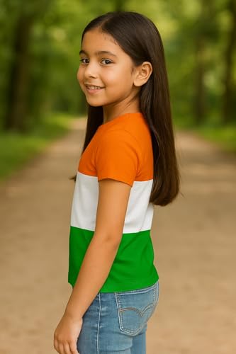 Image of Boys & Girls Cotton T-Shirt for Independence Day Special | Tricolor Round Neck Tee for Boys | Half Sleeve T-Shirt | Round Neck T-Shirt | Pack of 1|