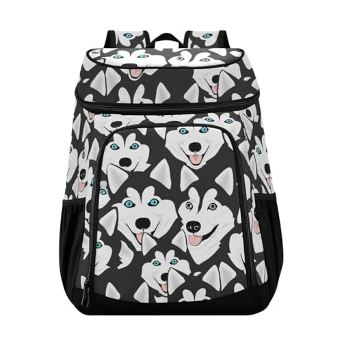 Husky Dogs Cooler Backpack Leakproof Insulated Lunch Cooler Bag 30 Cans Camping Backpacks for Hiking Camping Beach