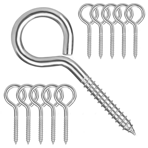 12 Piezas M6 Ganchos de Tornillos de Ojo Atornillados Pernos de Ojo de Acero Inoxidable 304 Ganchos Cancamos Pequeños 80mm