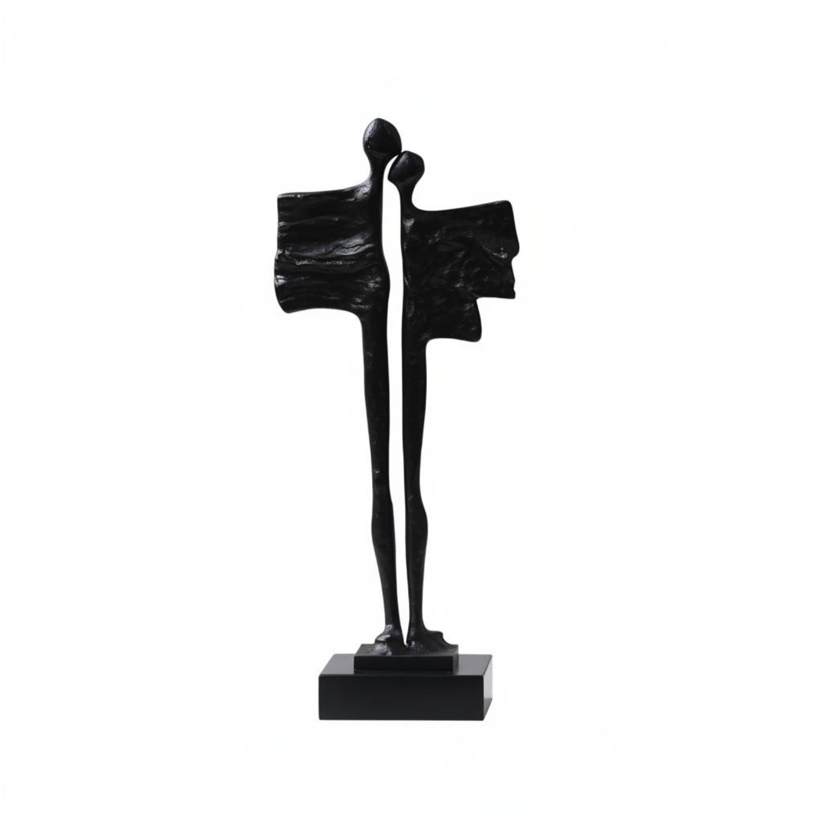 Scultura Amanti Intrecciati Statua Coppia Figura Pezzo Decorativo in Resina su Base Marmo Linee Pulite Adatta per Salotto Studio Libreria Scrivania Regali Anniversario, Nero