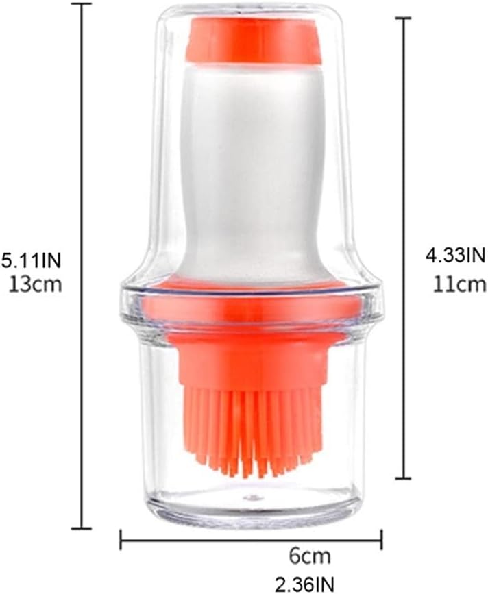 Portable Silicone Oil Brush Bottle Barbecue with Protective Cover Heat Resistant Baking Tools Pastry BBQ Outdoor(Orange)