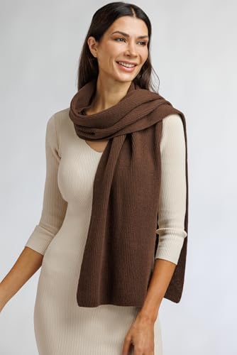 Fishers Finery Women's 100% Cashmere Ribbed Knit Winter Scarf | Black Label Box2