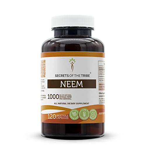 Secrets of the Tribe Neem 120 Capsules, Made with Vegetable Capsules and Neem Azadirachta Indica Cleansing and Body Detoxification (120 Capsules)