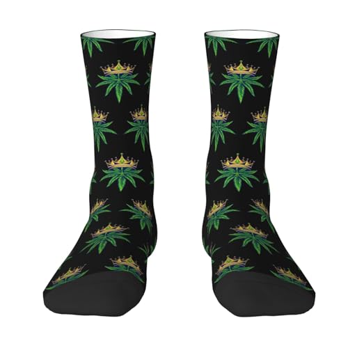 Calcetine De Negocios Corona De Hoja De Cannabis Medias De Tubo Medio Acolchado Sobre La Pantorrilla Suaves Mid-Calf Calcetines De Senderismo Para Uso Multiestación Trekking Senderismo 40Cm