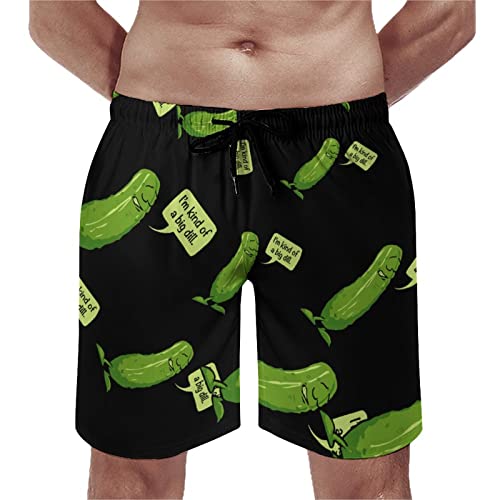 Big Dill Pickle Men's Beach Shorts Quick Dry Swim Shorts Casual Swim Trunks Sports Shorts with Pocket XS
