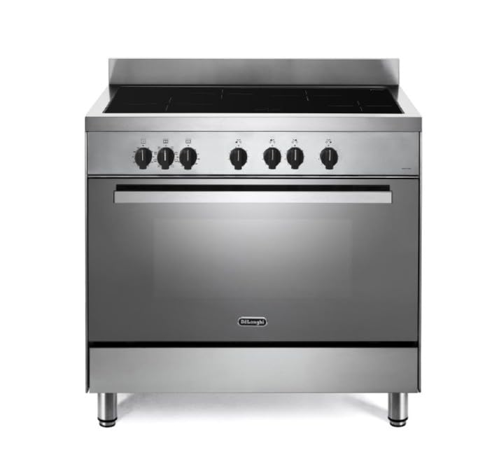 De'Longhi DEMX 96 IN Cucina A Induzione, 90 Cm, Forno Elettrico Multifunzione, 4 Zone, Linea Professionale, Easy Steam, Idroclean, Colore Inox, Classe Energetica A
