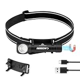Arrow 1000 Lumens LED Headlamp Rechargeable, 90° Rotatable Head Lamp with Magnetic Tail Cap, Multi Modes Detachable Flashlight for Outdoor, USB-C Cable, Headlamp Mount & 3M Adhesive Included