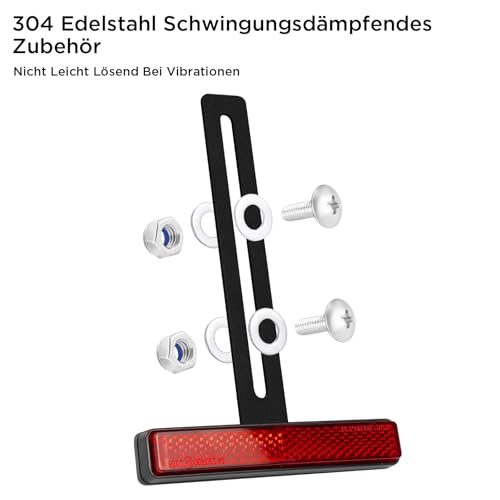 polarmotor Rückstrahler Motorrad Reflektor Hinten E4-Geprüft Mit Lange T-Halter（Länge 130mm Schmal 108 * 18 * 10mm Rot Universal Katzenaugen