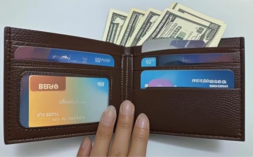 Ultra soft synthetic leather men's wallet, easy to carry, compact design, safe for holding cash cards, black, brown, suitable for personal use and gift giving (brown)3