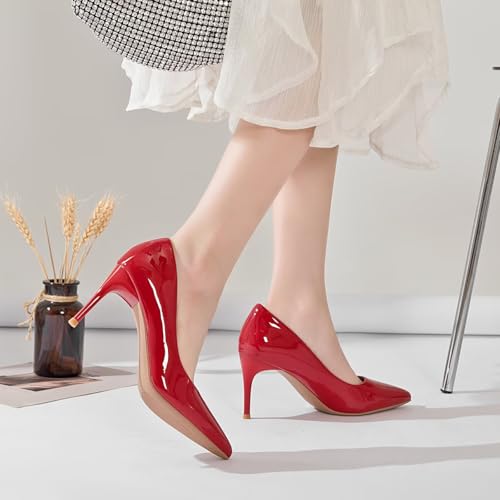 Image of Women's Low Kitten Heel Pumps Classic Fashion Dress Pumps Simple Heeled Shoes for Office Work