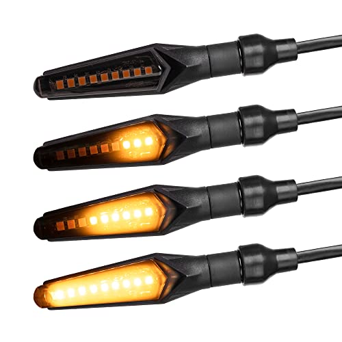 Simda Pro Indicatori Frecce LED Moto Omologate E Mark con Effetto Dinamico Design Nero Universale per Moto Quad ATV Lampeggiante Sequenziale Alta Luminosità Norma IP67 Impermeabile