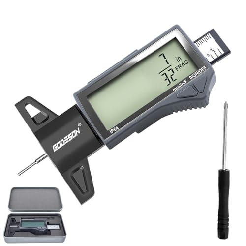 Image of GODESON Digital Tire Tread Depth Gauge - IP54 Waterproof, 2.5 inch LCD Screen, 3 Modes (Fraction /Inch /MM), 1 inch Range, Auto-Off, Tire Wear Measure Gauge Tool 32nds for Car, Truck & SUV Tires