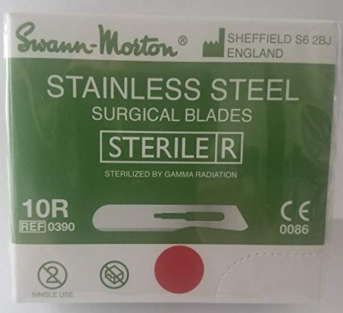 Swann-Morton #10R Sterile Surgical Blades, Stainless Steel [Individually Packed, Box of 100] - Thumbnail 2