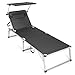 Produktbild Park Alley Deluxe Sonnenliege mit Kissen, Dach, Tasche in Lehne, Gartenliege klappbar, anthrazit