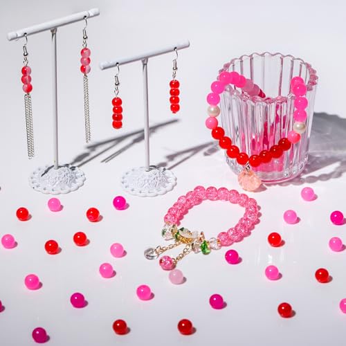 Image of XSEINO About 1200PCS 6mm Glass Beads Bracelet Making Kit,24 Assorted Red and Pink Series Colorful Crystal Beads for Bracelet and Jewelry Making and DIY Crafts,Friendship Bracelets