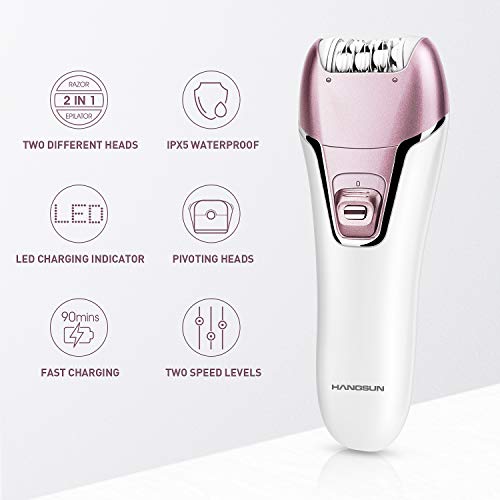 Hangsun Epilator for Women F270 Wet and Dry Hair Removal Kit, 2 in 1 Cordless Lady Shaver Rechargeable Epilator for Women Skin Care