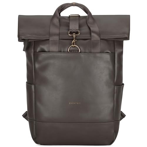 Expatrié Rucksack Damen Braun - Adele - Rolltop Tagesrucksack Elegant für Uni Fahrrad Arbeit - Eleganter Laptop Backpack Groß Frauen - Wasserabweisend