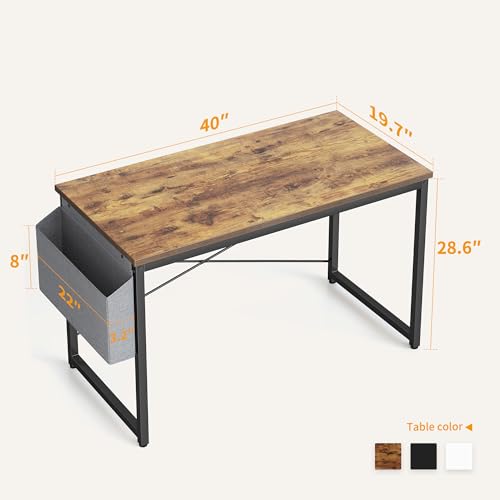 Image of Cubiker Computer Desk, Home Office Writing Study Desk, Modern Simple Style Laptop Table with Storage Bag (39.4, Rustic)