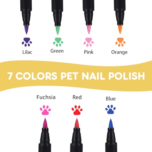 Image of 7 Colors Dog Nail Polish Pens Quick Dry,Pet Safe Nail Polish,Easy to Apply,Non Toxic,DIY Dogs Puppy Nails